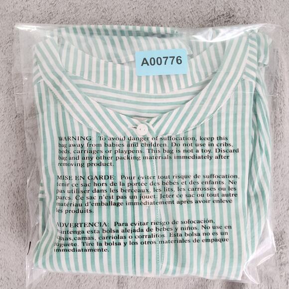 A New Day Top Womens M Green White Striped Balloon Long Sleeve Button-Down Femme - Picture 9 of 9